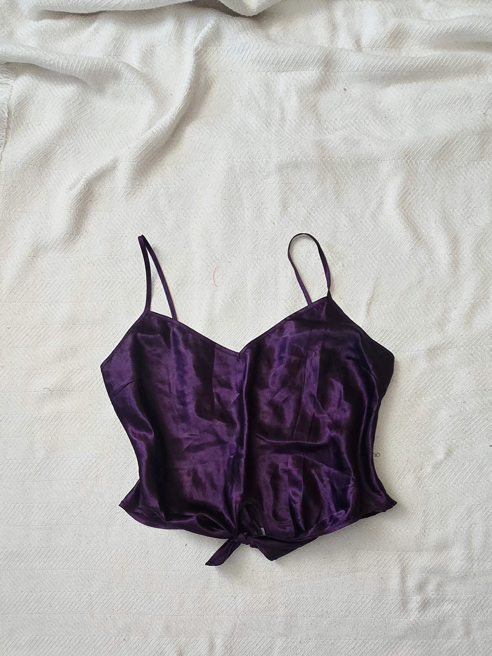 Dreamgirl Satin Purple Tie-Front Cami And Pants